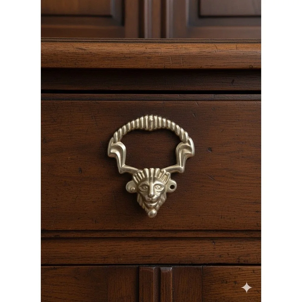 Antique Lion Face Bail Pull Drawer Hardware Cabinet Cupboard Door Handles Ornate
